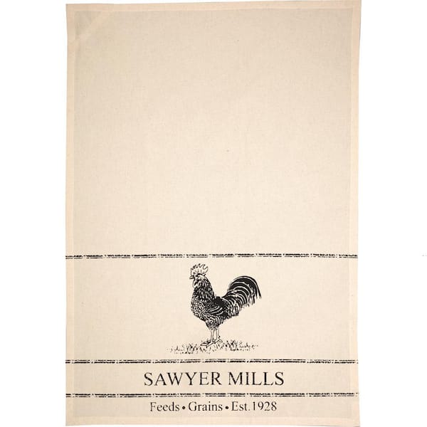 Sawyer Mill Beige Charcoal Poultry Cotton Muslin Unbleached Kitchen Tea Towel