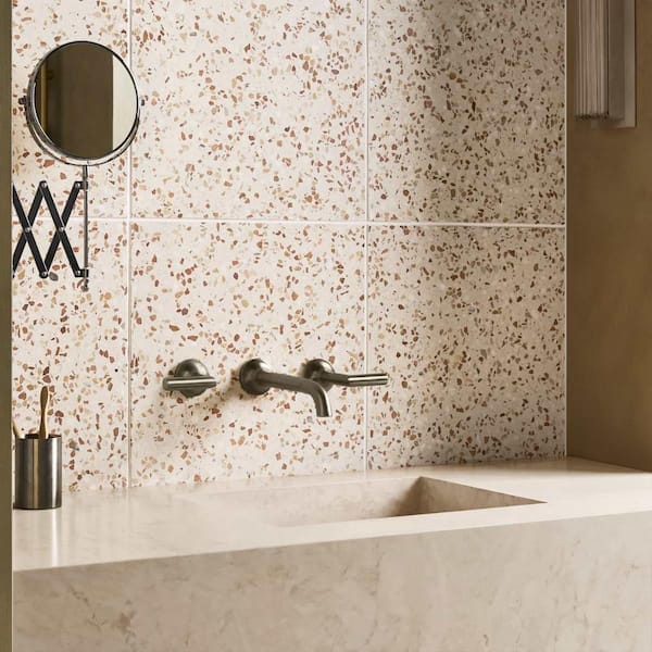 Raleigh Evora Beige 4 in. x 0.7 in. Polished Terrazzo Floor and Wall Tile Sample