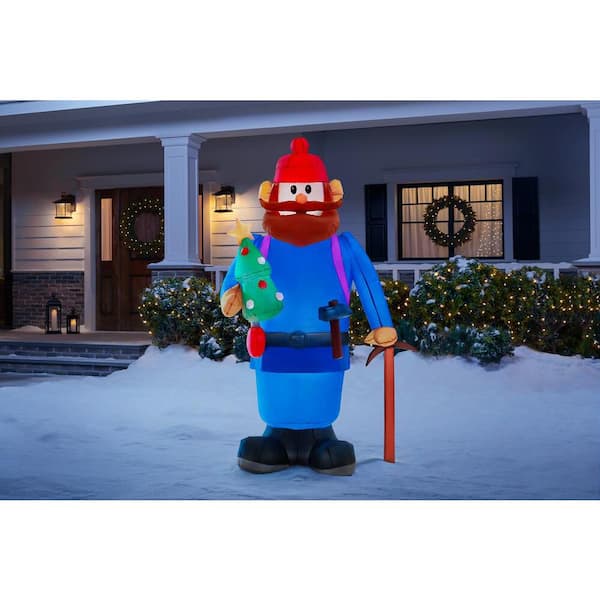 Rudolph 6 Ft Pre Lit Led Yukon Cornelius With Tiny Christmas Tree Inflatable 118069 The Home Depot