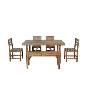 Natural 6-Piece High-Quality Wood Outdoor Dining Set
