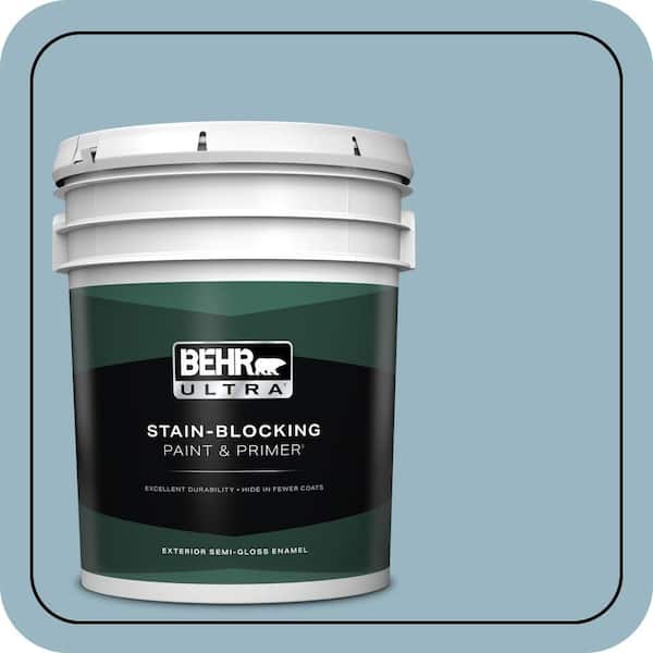 BEHR ULTRA 5 gal. #S470-3 Peaceful Blue Semi-Gloss Enamel Exterior Paint & Primer