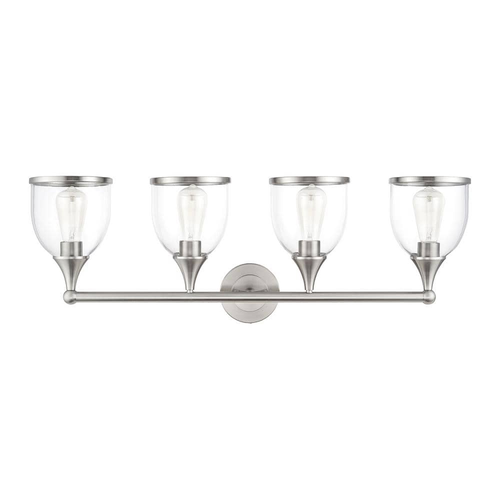Ashridge 35.75 in. 4-Light Brushed Nickel Vanity Light with Mouth Blown Clear Glass price history on PriceWatchPro
