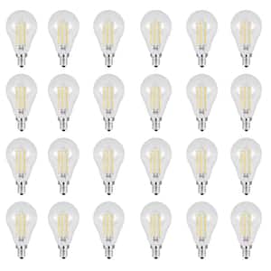 40W Equivalent A15 Candelabra Dimmable Filament Clear Glass LED Ceiling Fan Light Bulb, Soft White 2700K (24-Pack)