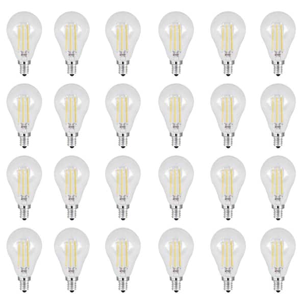 Feit Electric 40W Equivalent A15 Candelabra Dimmable Filament Clear Glass LED Ceiling Fan Light Bulb, Soft White 2700K (24-Pack)