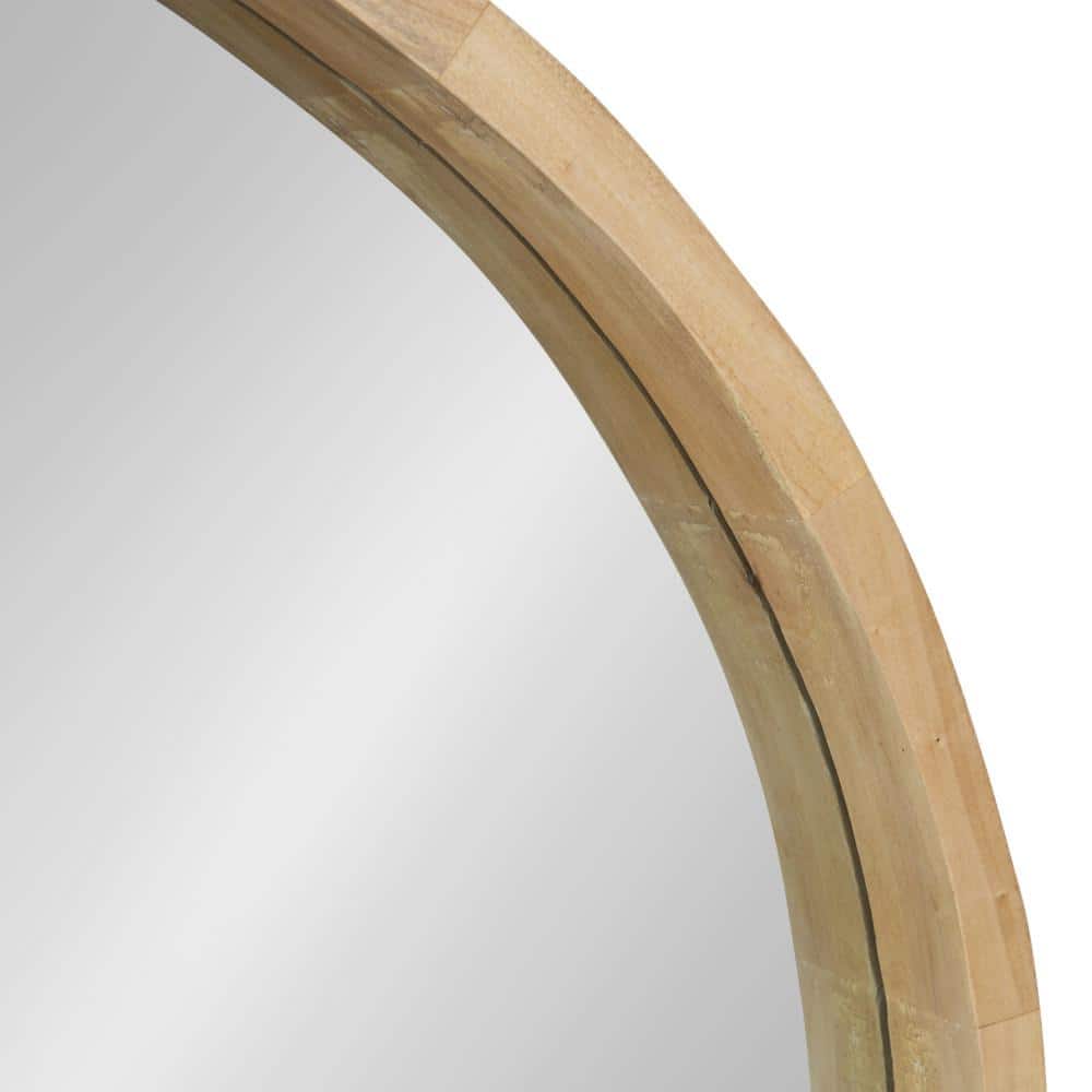 Hutton Natural Wood 35" Round Wall Mirror