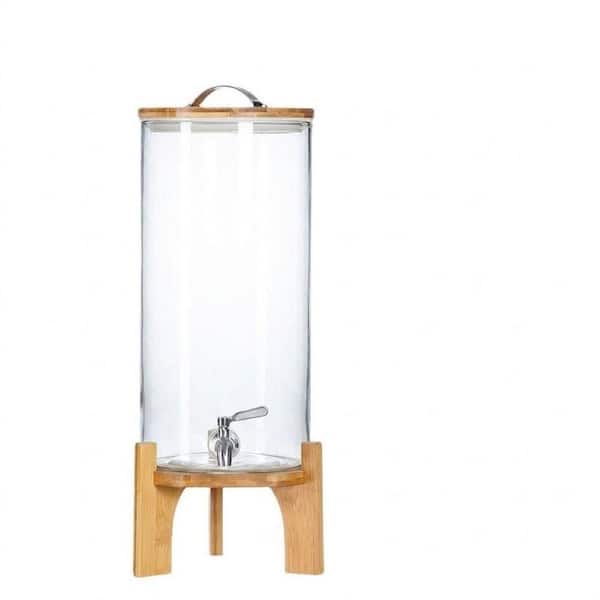 1.5 Gallon Borosilicate Glass Drink Dispenser with Faucet and Wood Stand for Parties and Restaurants