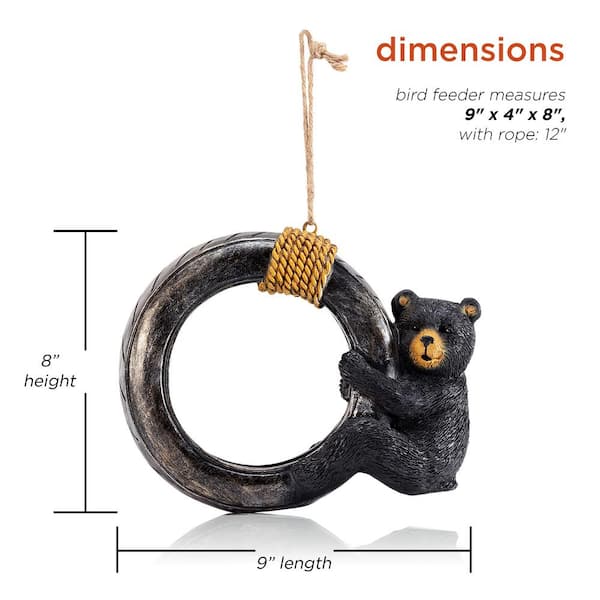 Alpine Corporation 8 in. Tall Outdoor Bear Swinging On Tire