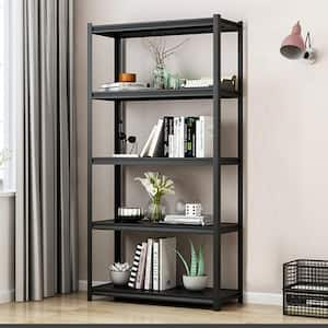 Heavy Duty 63 in. H 5-Shelf Black Metal Pantry Organizer Garage Storage Rack Shelf Metal Shelving w/Adjustable Shelves