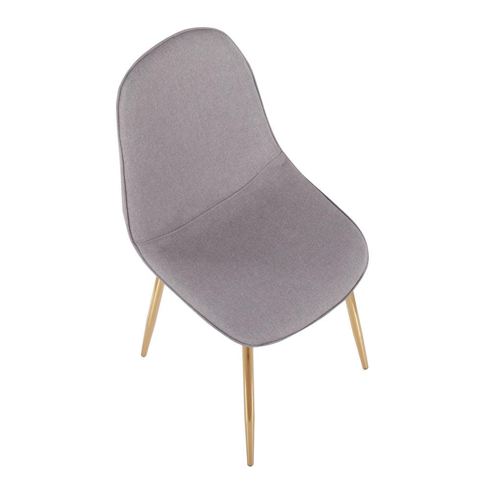 Set of 2 Light Grey Upholstered Side Chairs with Gold Steel Legs