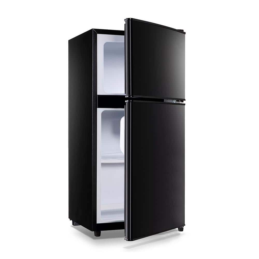 Kazigak Compact Refrigerator Double Door Mini Fridge with Freezer, 3.5 Cu ft Mini Refrigerator with 7 Level Adjustable Thermostat for Office, Dorm