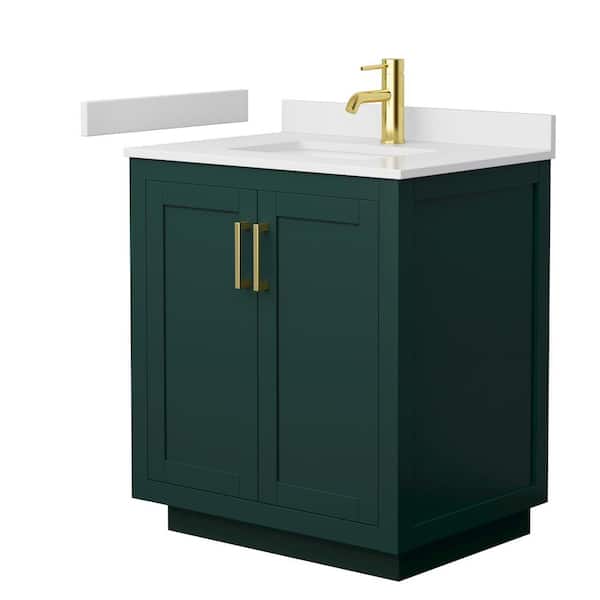Wyndham Collection Miranda 30 in. W x 22 in. D x 33.75 in. H Single Bath Vanity in Green with White Cultured Marble Top