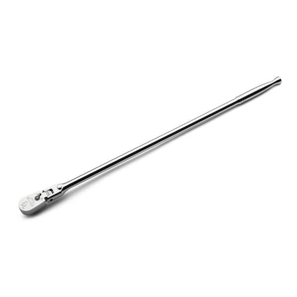 3/8 in. Drive Fine 90-Tooth Locking Flex-Head Ratchet, Extra Long Chrome Handle