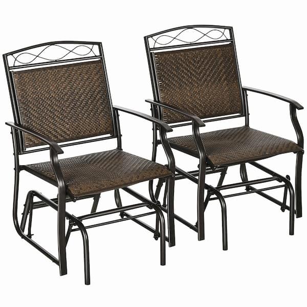 Outsunny Outdoor Brown Metal Outdoor Glider (Set of 2)