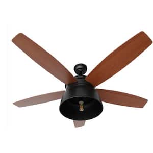 Palace Cove 52 in. Indoor and Outdoor Matte Black LED Ceiling Fan with Integrated Light Kit and Remote Control