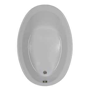 56 in. Oval Drop-in Bathtub in Biscuit
