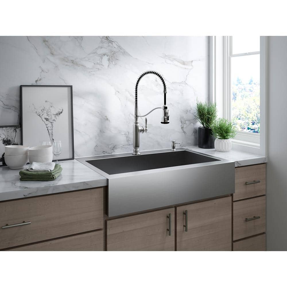 Vibrant Stainless Steel Semi-Professional Kitchen Faucet with Pull-Down Spray