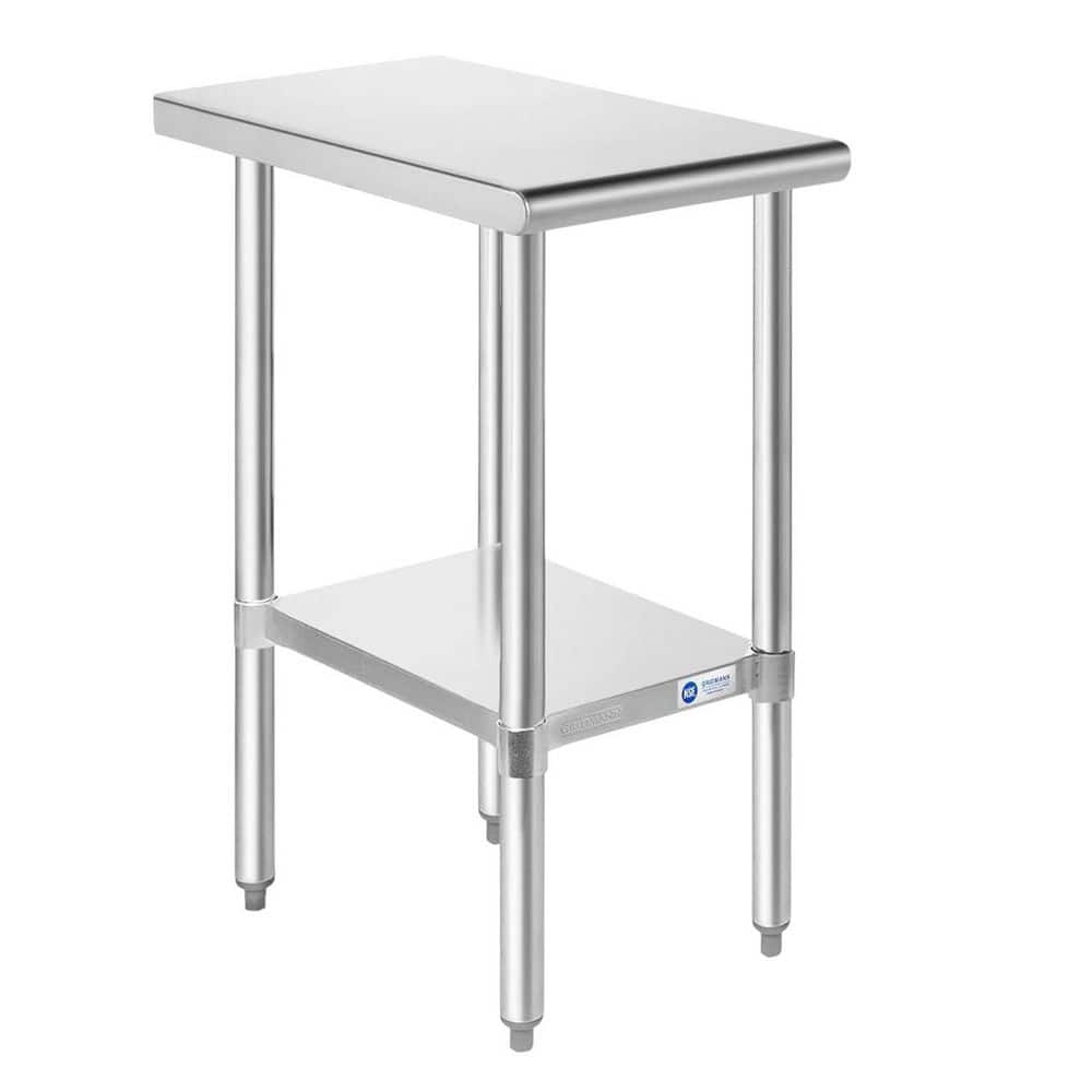 Stainless Steel Silver Prep Table, 12 in. x 30 in. Kitchen Prep Table with 