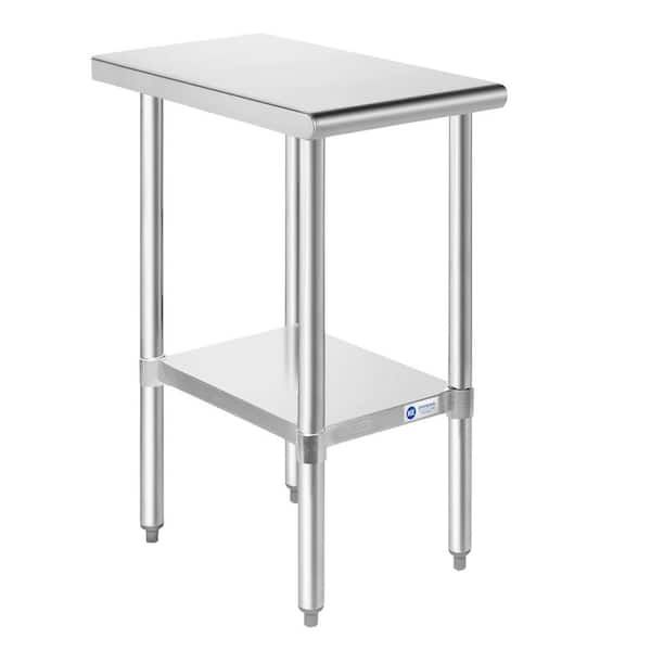 Adrinfly Stainless Steel Silver Prep Table, 12 in. x 30 in. Kitchen Prep Table with Under Shelf