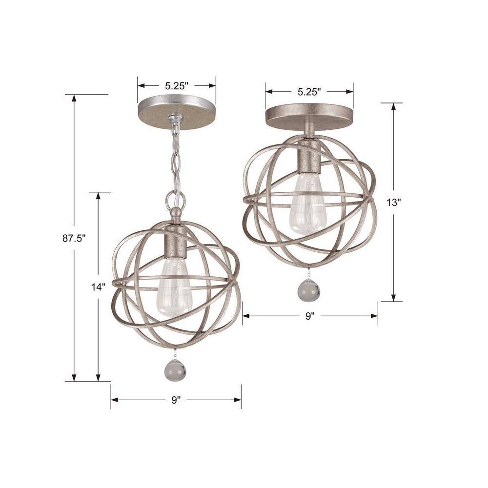 Olde Silver Crystal Globe Pendant Light