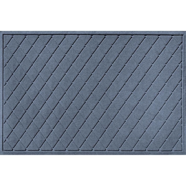 Bungalow Flooring Waterhog Argyle Bluestone 34 in. x 52 in. PET Polyester Indoor Outdoor Door Mat