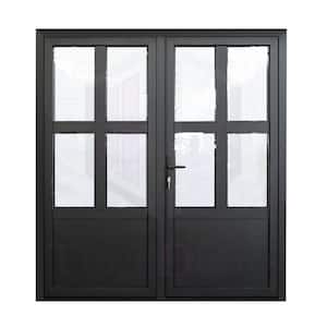 61.5 in. x 80 in. Black Right Swing/Inswing Aluminum French Patio Door