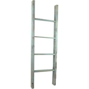 19 in. x 60 in. x 3 1/2 in. Barnwood Decor Collection Driftwood Blue Vintage Farmhouse 4-Rung Ladder