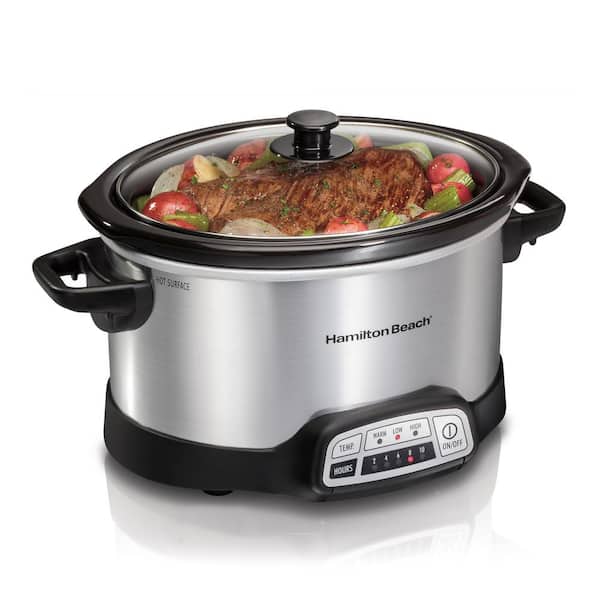 Hamilton Beach 4 Qt. Stainless Steel Slow Cooker with Built in