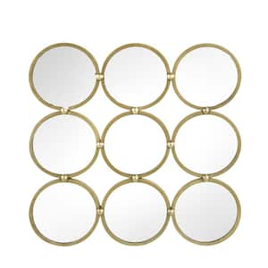 27.2 in. W x 27.2 in. H Wood Gold Vanity Mirror