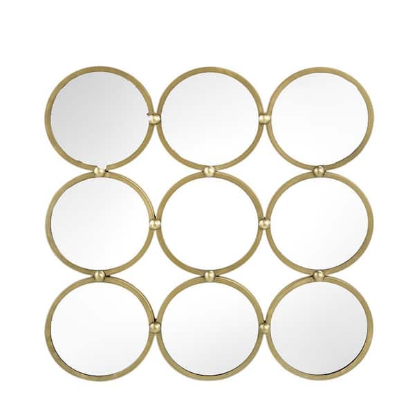 HomeRoots 27.2 in. W x 27.2 in. H Wood Gold Vanity Mirror