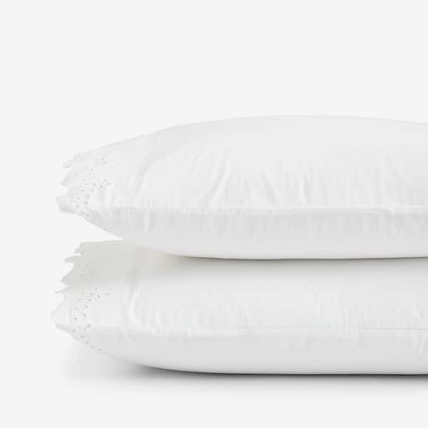 Company Cotton Eyelet Ruffle Yarn-Dyed White Standard Cotton Percale Pillowcases (Set of 2)