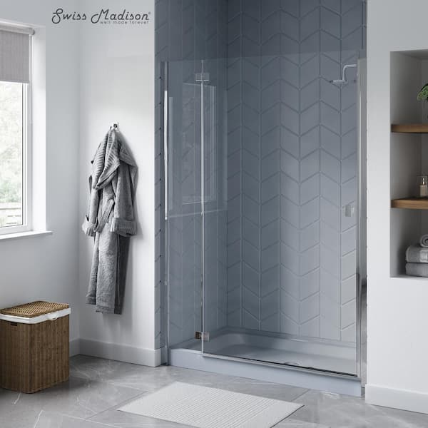 Voltaire 60 in. L x 30 in. W Alcove Shower Pan Base with Center Drain in Grey