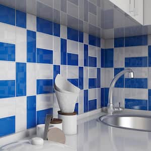 Blue 3 in. x 6 in. x 8mm Glass Subway Wall Tile (5 sq. ft./case)