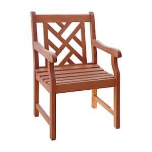 Brown Wood Patio Outdoor Dining Chair Armchair