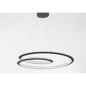 Infinite 75-Watt 1-Light Sand Black Spiral Integrated LED Pendant Light with White Silicone Shade