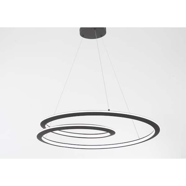 Infinite 75-Watt 1-Light Sand Black Spiral Integrated LED Pendant Light with White Silicone Shade