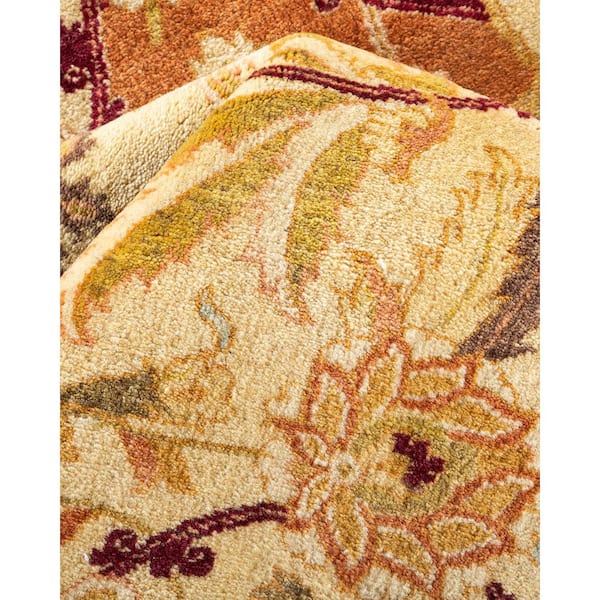 Mogul Brown 8 x 10 Oriental Wool Indoor Area Rug