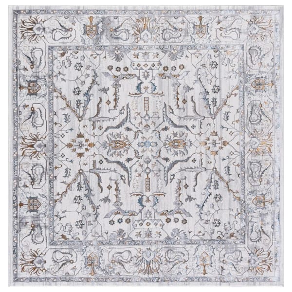 Sonoma 7 ft. x 7 ft. Ivory/Gray Ornate Border Square Area Rug