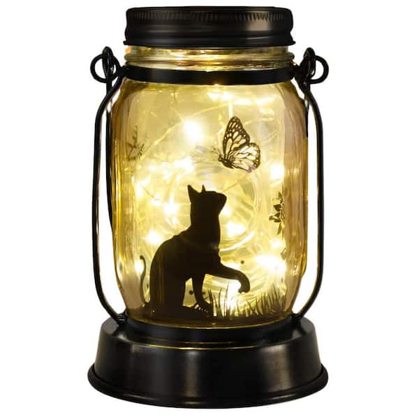 Misopily Black Cat Solar Lantern Hanging with Stake for Garden Decor Versatile Durable IP65 3-IN-1 Solar-Powered Lantern