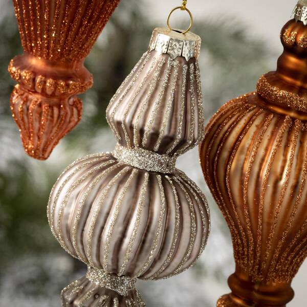 Beaded Crystal Finial Ornament - Set of 2