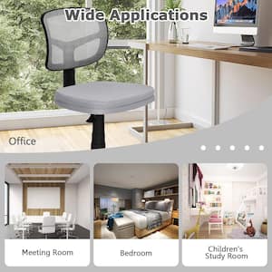 Grey Plastic Armless Office Chair Adjustable Swivel