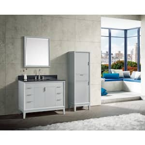 Emma 43 in. W x 22 in. D x 35 in. H Bath Vanity in Dove Gray with Granite Vanity Top in Black with White with Basin