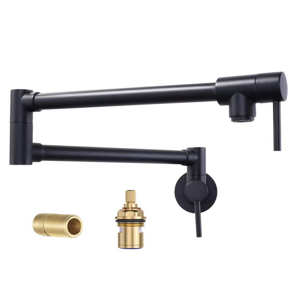 WOWOW Wall-Mounted Pot Filler Faucet with Dual Handles and 360° Swing ...