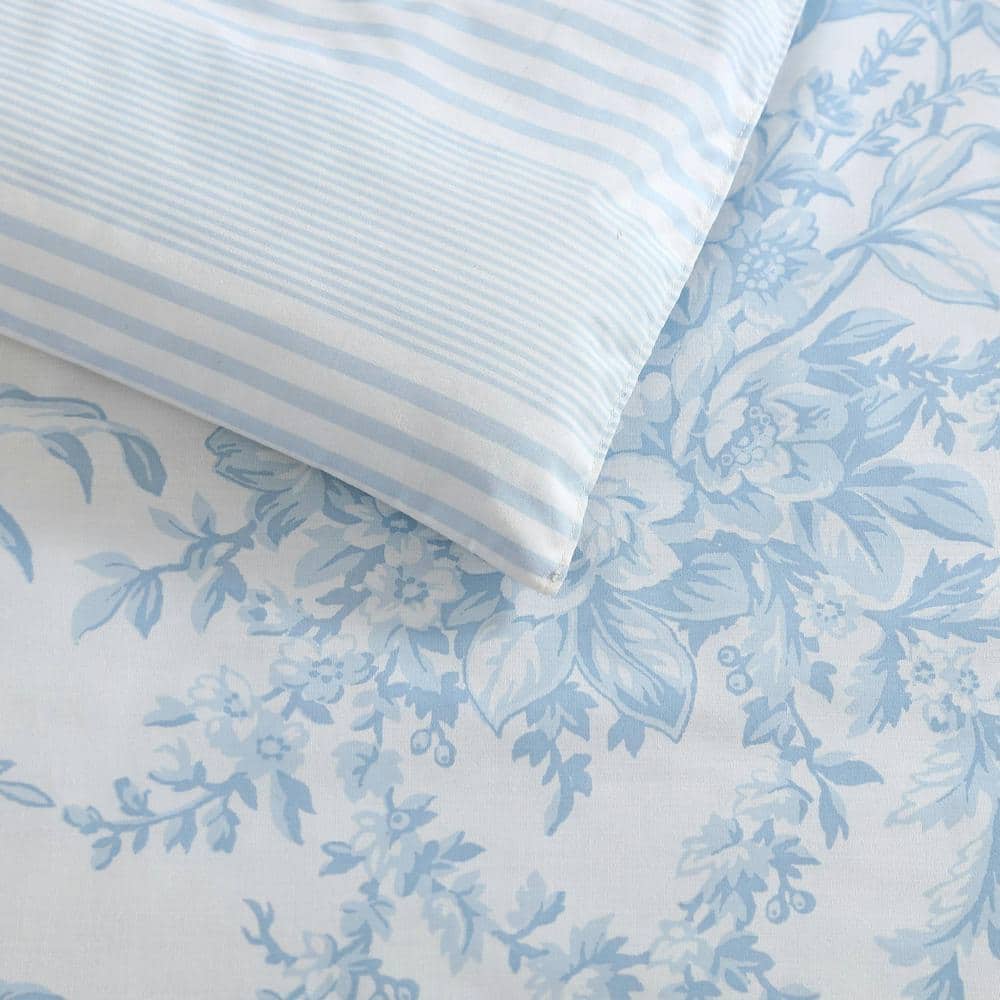 King Blue Cotton Reversible Comforter Set with Shams