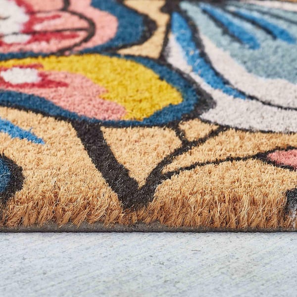 Butterfly 18 in. x 30 in. Coir Indoor/Outdoor Door Mat Multi-Colored