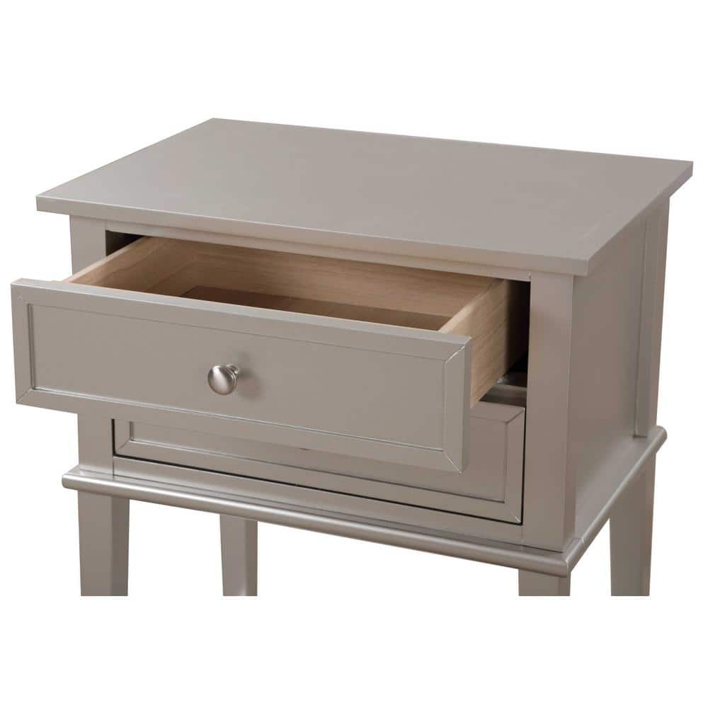 Newton Silver Champagne 2-Drawer Nightstand with Open Shelf