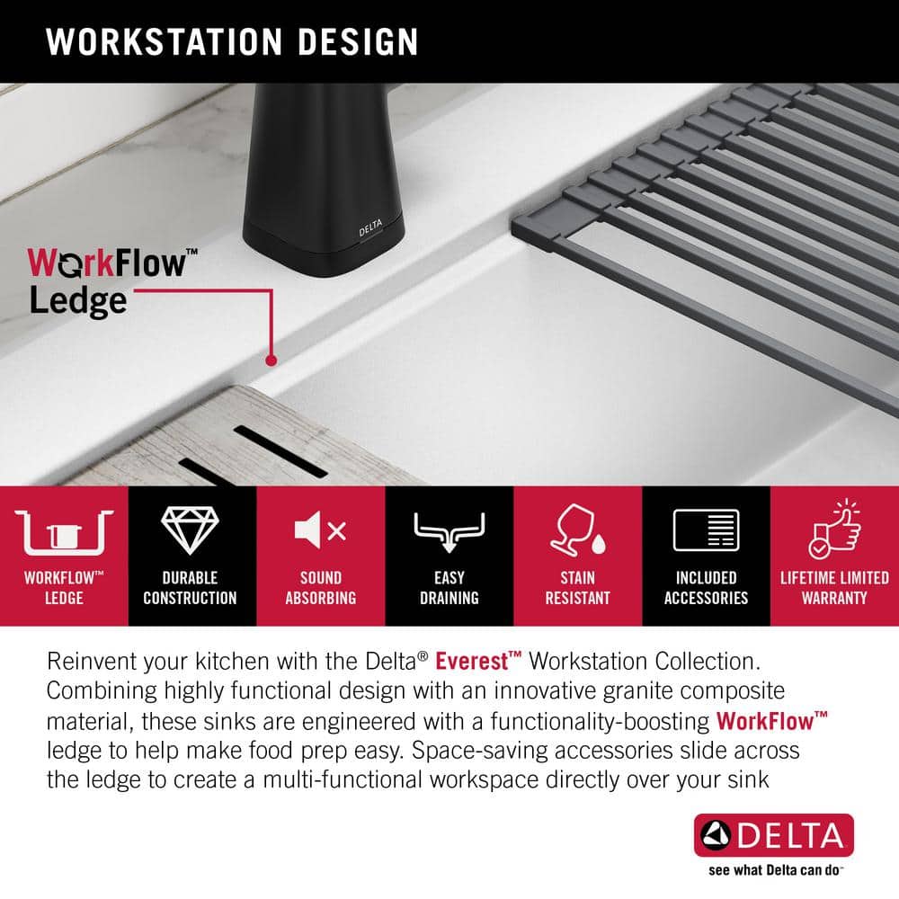 White Granite Composite Single Bowl Workstation Kitchen Sink