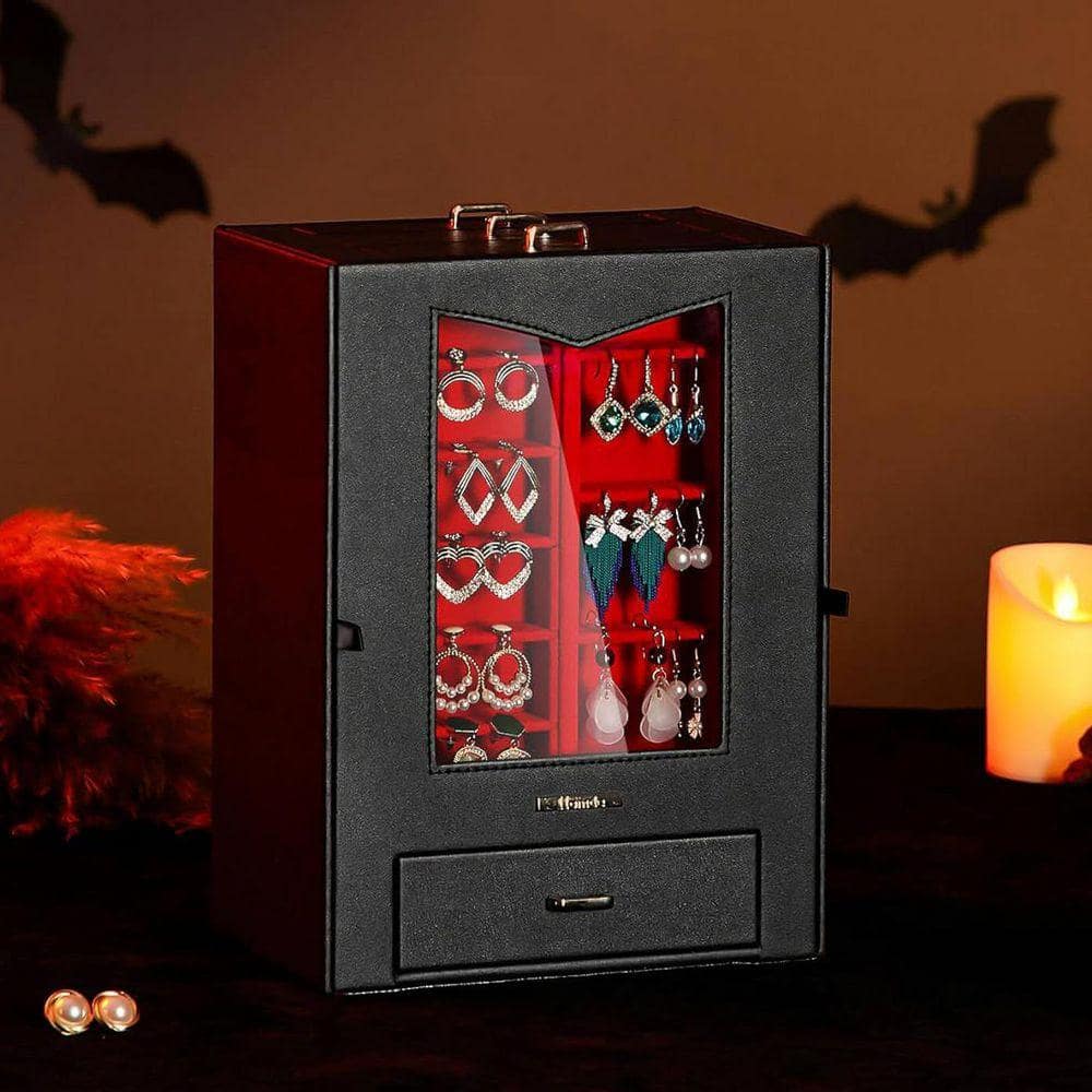 Black 8.5 in. x 11.5 in. Polyurethane Modern Jewelry Box with