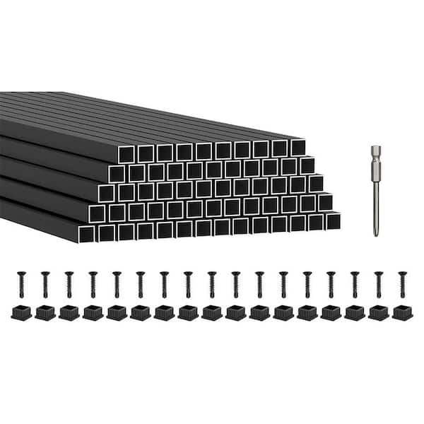 60 Pack 36 x 3/4 Aluminum Square Deck Balusters Black Spindles with Anti-UV Connectors for Wood Composite Railing