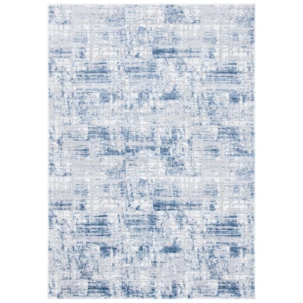 SAFAVIEH Amelia Navy/Light Gray 6 ft. x 9 ft. Distressed Geometric Area Rug