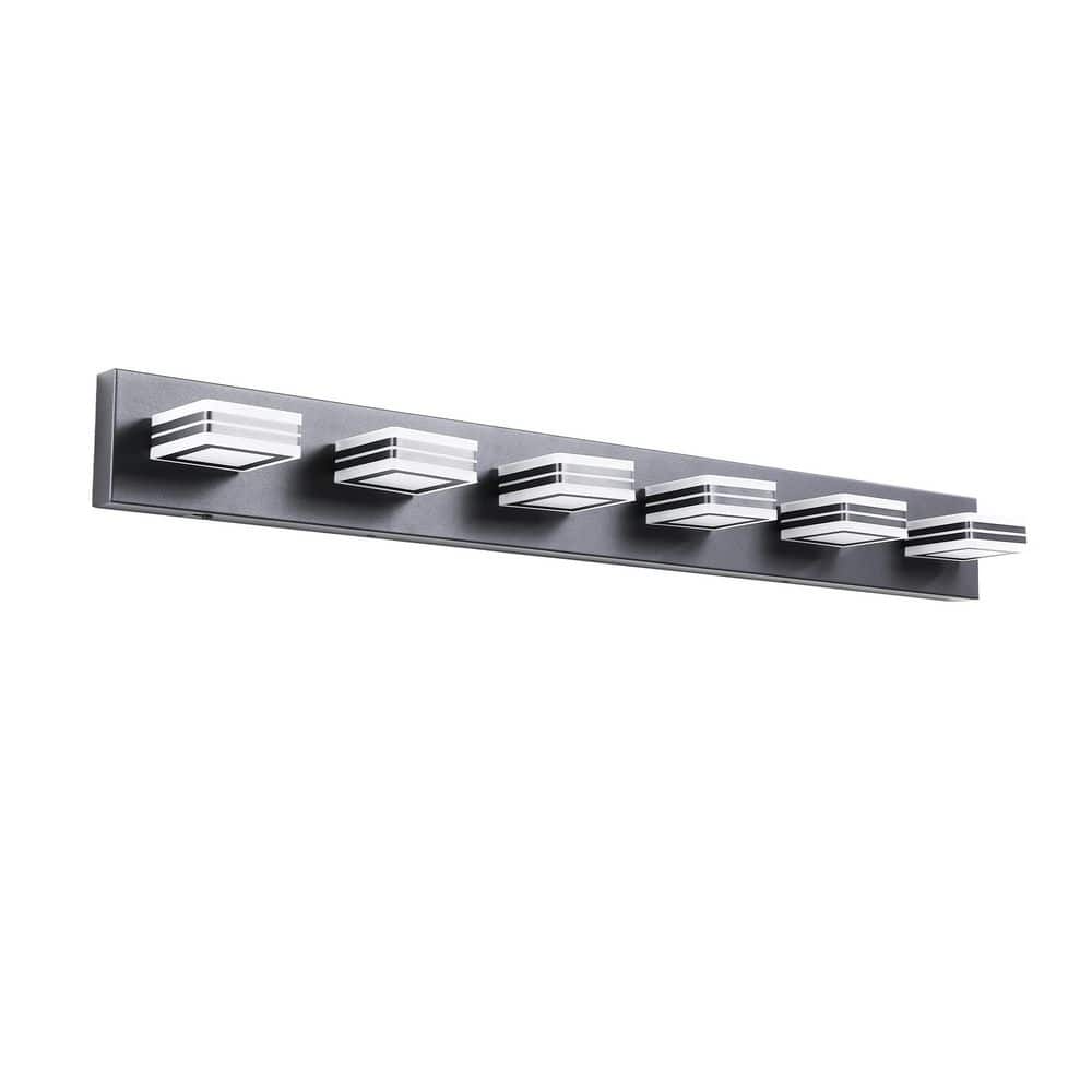GlamourGaze 39 in. 6-Light Acrylic Black LED Vanity Light with Bathroom price history on PriceWatchPro